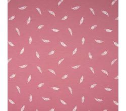 Cotton Poplin Print - Feather, Old Rose