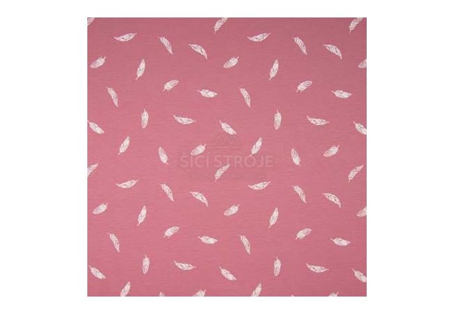 Cotton Poplin Print - Feather, Old Rose