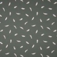 Cotton Poplin Print - Feather, Grey