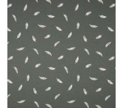 Cotton Poplin Print - Feather, Grey