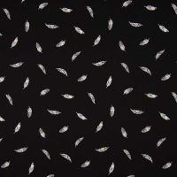Cotton Poplin Print - Feather, Black/White