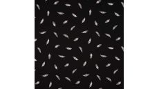 Cotton Poplin Print - Feather, Black/White