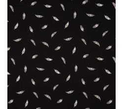 Cotton Poplin Print - Feather, Black/White