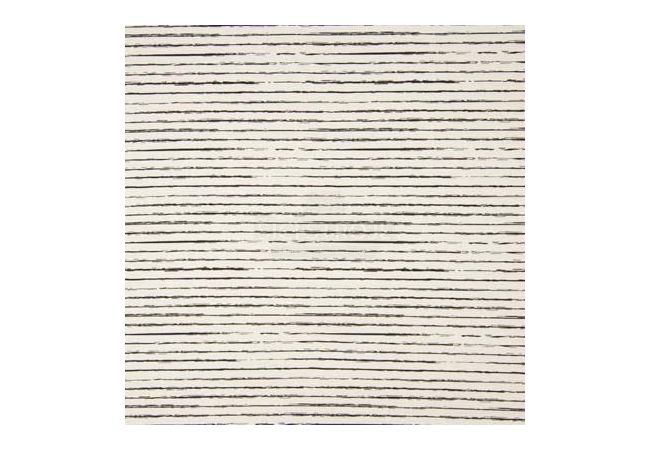 Cotton Poplin Print - Stripe, Ecru Black
