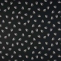 Cotton Poplin Print - Skulls, Black/White