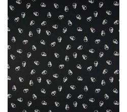 Cotton Poplin Print - Skulls, Black/White