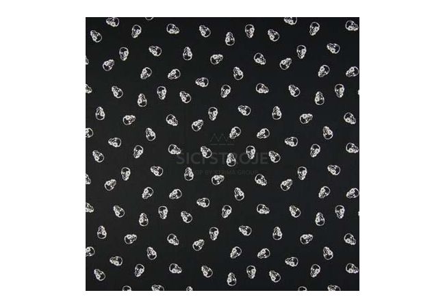 Cotton Poplin Print - Skulls, Black/White