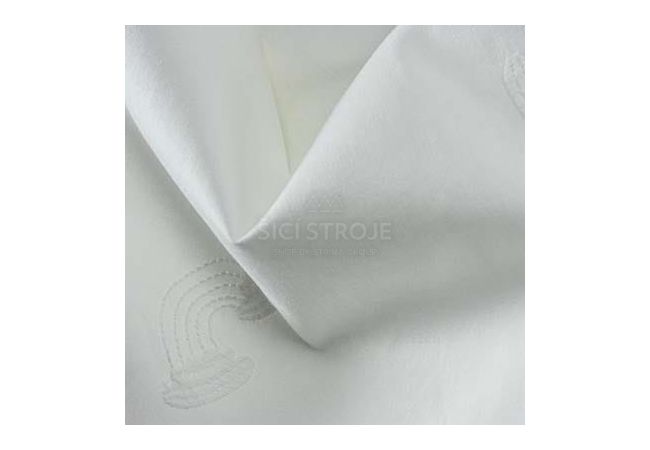 Cotton Poplin Embroidery - Rainbow, White