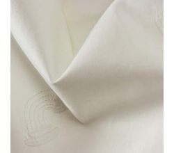 Cotton Poplin Embroidery - Rainbow, Ecru