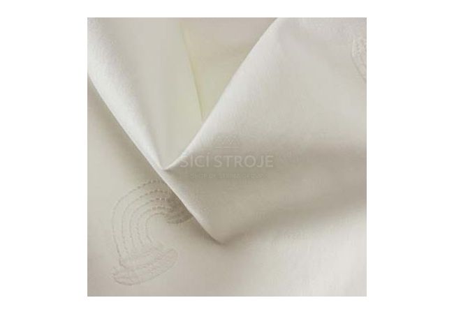 Cotton Poplin Embroidery - Rainbow, Ecru