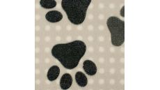 Fleece Jacquard Print - Dot With Dog Paws, Grey Black