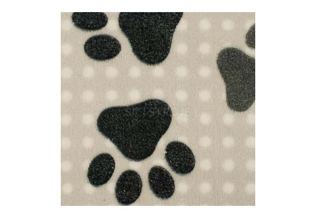 Fleece Jacquard Print - Dot With Dog Paws, Grey Black