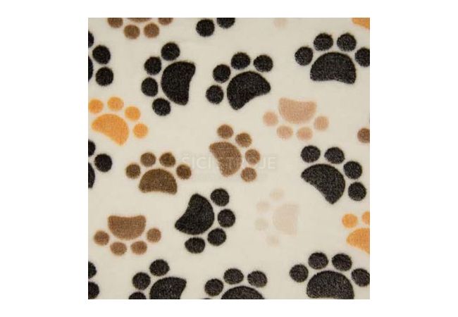 Fleece Jacquard Print - Dog Paws, Ecru/Brown