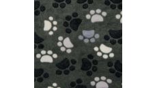 Fleece Jacquard Print - Dog Paws, Grey/Black