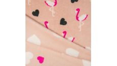 Ružový fleece s plameniakmi a srdiečkami