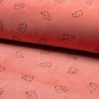 Nicky Velours Print - Elephants, Peach
