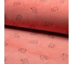 Nicky Velours Print - Elephants, Peach