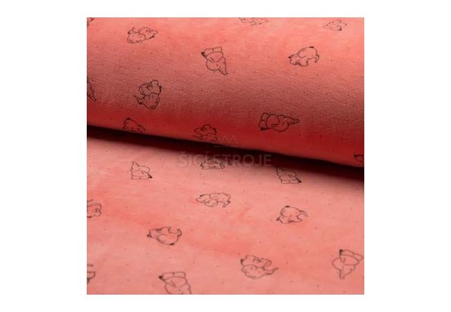 Nicky Velours Print - Elephants, Peach