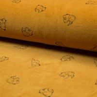 Nicky Velours Print - Elephants, Ochre