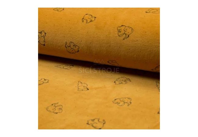 Nicky Velours Print - Elephants, Ochre