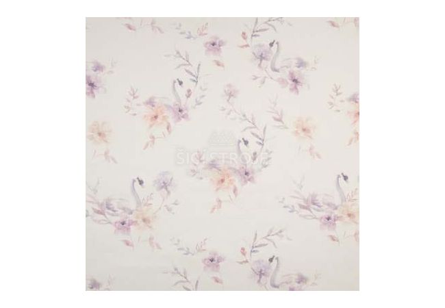 Gots Organic F. Terry - Swan And Flowers, Lilac