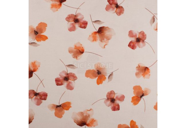 Organic Cotton/EA Jersey Digital - Flowers, Coral