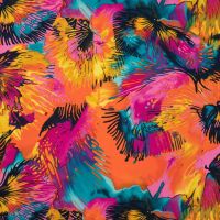 Viscose/Sp Jersey Print - Flowers, Fuchsia