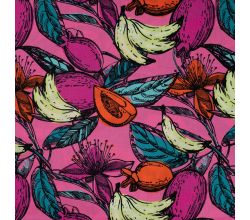 Cotton Rayon Voile - Fruit, Fuchsia