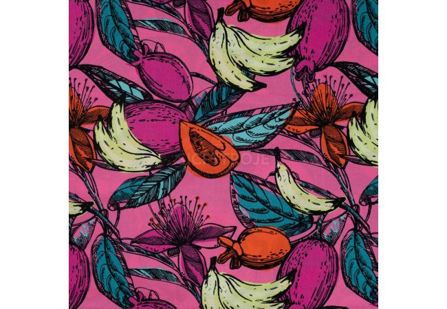 Cotton Rayon Voile - Fruit, Fuchsia