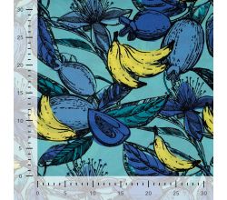 Cotton Rayon Voile - Fruit, Royal