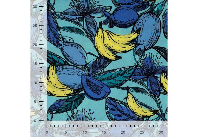 Cotton Rayon Voile - Fruit, Royal