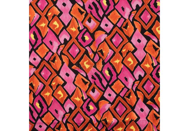 Satin Viscose - Retro Checks, Fuchsia