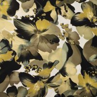 Satin Viscose - Flowers, Khaki