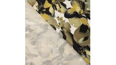 Satin Viscose - Flowers, Khaki
