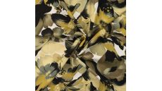 Satin Viscose - Flowers, Khaki