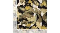 Satin Viscose - Flowers, Khaki