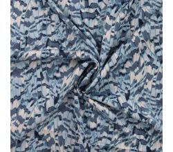Satin Viscose - Feathers, Denim