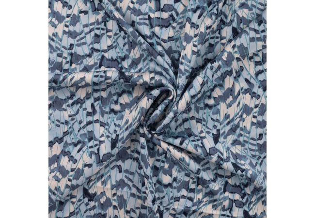 Satin Viscose - Feathers, Denim