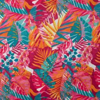 Poly Bubble Satin - Leaves, Fuchsia