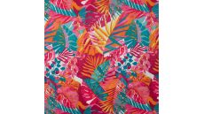 Poly Bubble Satin - Leaves, Fuchsia