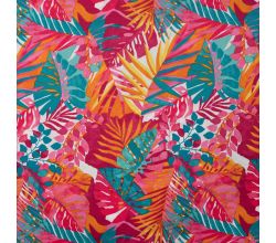 Poly Bubble Satin - Leaves, Fuchsia