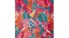 Poly Bubble Satin - Leaves, Fuchsia