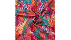 Poly Bubble Satin - Leaves, Fuchsia