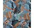 Poly Bubble Satin - Leaves, Denim