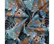 Poly Bubble Satin - Leaves, Denim