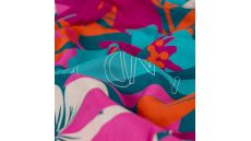 Ibiza Viscose Voile - Flowers Border Stripes Panel, Orange