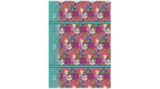 Ibiza Viscose Voile - Flowers Border Stripes Panel, Orange