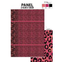 Ibiza Viscose Voile - Leopard Border Stripes Panel, Salmon