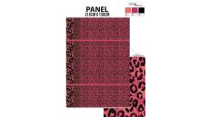 Ibiza Viscose Voile - Leopard Border Stripes Panel, Salmon