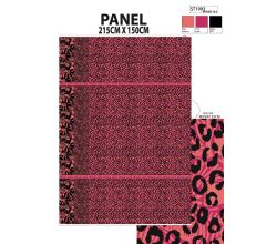 Ibiza Viscose Voile, Leopard Border Stripes Panel, Salmon